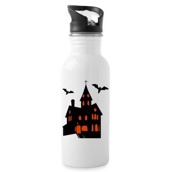 Spooky Castle with Bats Halloween - Water bottle with straw - white - Right