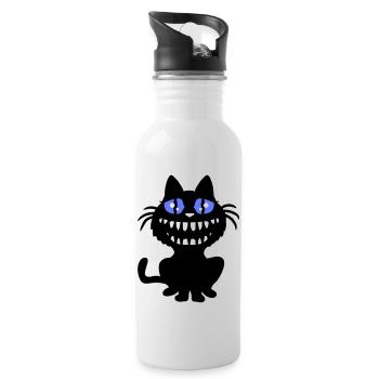 Crazy Monster Cat Halloween Horror Teeth Fun - Water bottle with straw - white - Right
