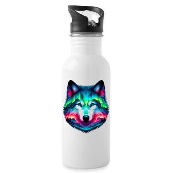Wolf - Trinkflasche mit integriertem Trinkhalm - Weiß - Rechts