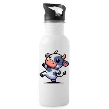 Vache - Gourde avec paille intégrée - blanc - Droite