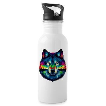 Wolf - Water bottle with straw - white - Right