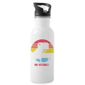 Kein Internet Sunset City Silhouette - Trinkflasche mit integriertem Trinkhalm - Weiß - Rechts