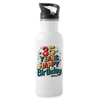 35 Years - Happy Birthday - Gourde avec paille intégrée - blanc - Droite
