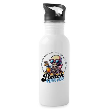 Beach Forever Skelett Summer Sun - Trinkflasche mit integriertem Trinkhalm - Weiß - Rechts