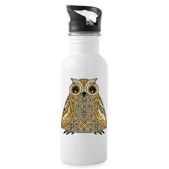 Owl bird - Water bottle with straw - white - Right
