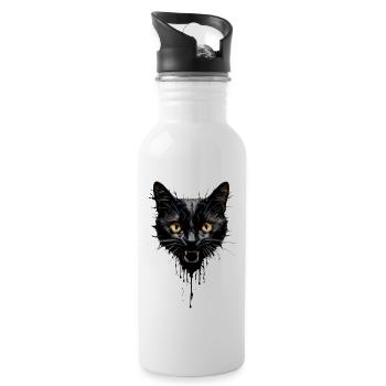 Evil Cat - Water bottle with straw - white - Right