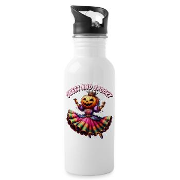 Halloween pumpkin princess with colorful dress - Water bottle with straw - white - Right