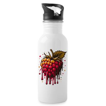 Two-tone dripping raspberry - Water bottle with straw - white - Right