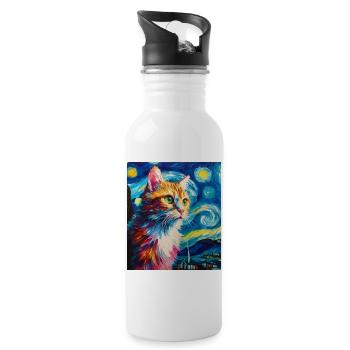 Cat - Water bottle with straw - white - Right