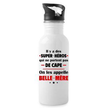 Il y a des super héros belle mère, cadeau de noël - Gourde avec paille intégrée - blanc - Droite