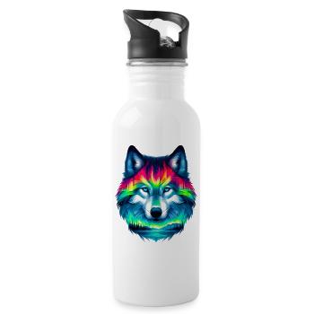 Wolf - Trinkflasche mit integriertem Trinkhalm - Weiß - Rechts
