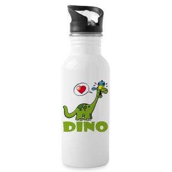 Dinosaure manga kawaii - Gourde avec paille intégrée - blanc - Droite