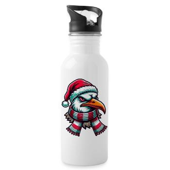 Moin Möwe Weihnachten - Trinkflasche mit integriertem Trinkhalm - Weiß - Rechts