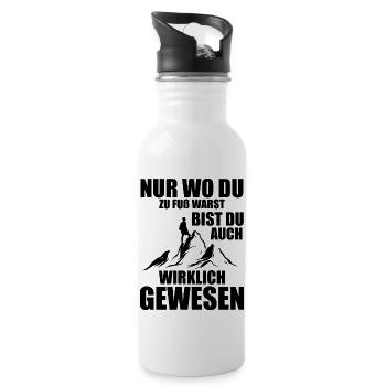 Wandern Hiking Sport Berge - Trinkflasche mit integriertem Trinkhalm - Weiß - Rechts