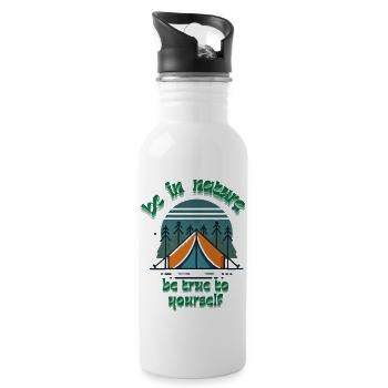 be in nature be trou to yourself - Water bottle with straw - white - Right