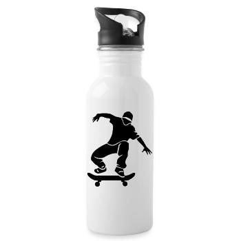 Skateboarder Sketch - Water bottle with straw - white - Right