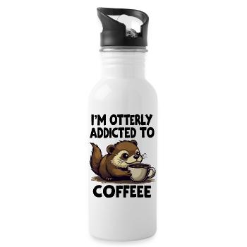 Loutre mignonne avec un design de café pour les amateurs de café - Gourde avec paille intégrée - blanc - Droite