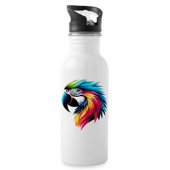 Papagei - Trinkflasche mit integriertem Trinkhalm - Weiß - Rechts