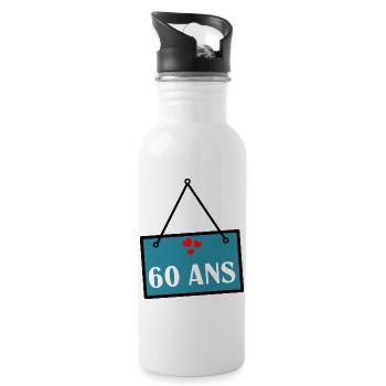 60. 60 JAHRE. 60-JÄHRIGES JUBILÄUM. 60. GEBURTSTAG. - Trinkflasche mit integriertem Trinkhalm - Weiß - Rechts