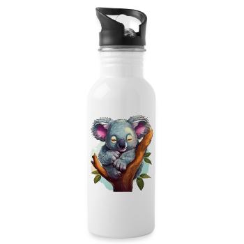 Niedlicher glücklicher Koala schläft auf einem Ast - Trinkflasche mit integriertem Trinkhalm - Weiß - Rechts