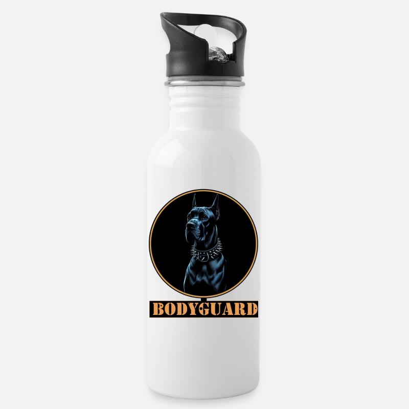  Deutsche Dogge mit Stachelkette - Trinkflasche mit integriertem Trinkhalm - Weiß