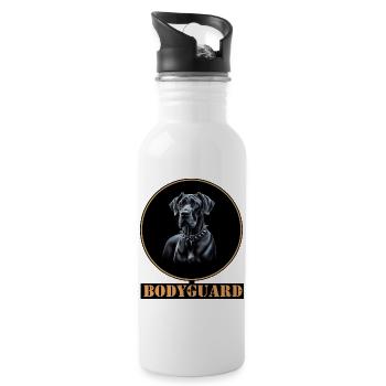 Bodyguard Dog - Great Dane - Water bottle with straw - white - Right