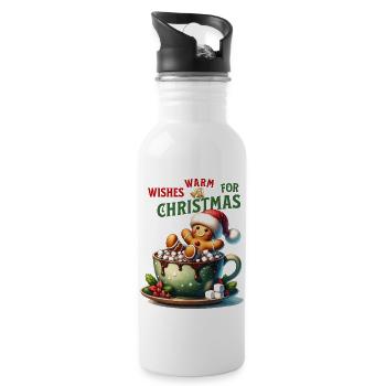 Lebkuchenmann Weihnachten, gingerbread, Christmas - Trinkflasche mit integriertem Trinkhalm - Weiß - Rechts