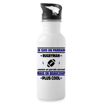 Je suis un parrain rugbyman plus cool - Gourde avec paille intégrée - blanc - Droite