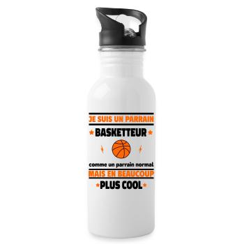 Je suis un parrain basketteur plus cool - Gourde avec paille intégrée - blanc - Droite