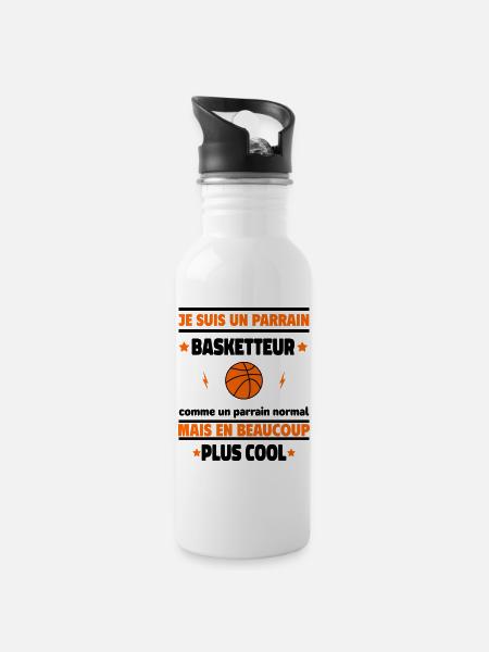 Je suis un parrain basketteur plus cool - Gourde avec paille intégrée - blanc