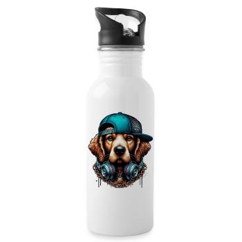 Chien - Gourde avec paille intégrée - blanc - Droite