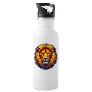 Löwe - Trinkflasche mit integriertem Trinkhalm - Weiß - Rechts