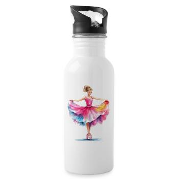Ballet dancer in pink pink dress - Water bottle with straw - white - Right