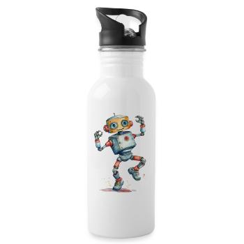 Ein tanzender Roboter - Trinkflasche mit integriertem Trinkhalm - Weiß - Rechts