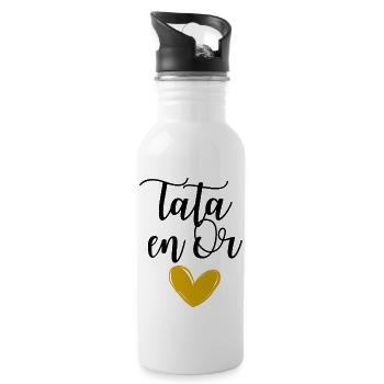 Tata en Or idée cadeau pour tante - Gourde avec paille intégrée - blanc - Droite