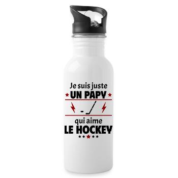 Juste un papy qui aime le hockey, cadeau noël - Gourde avec paille intégrée - blanc - Droite