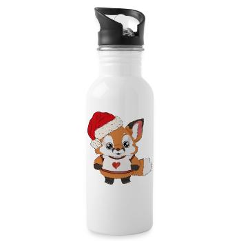Fuchs Baby mit Weihnachtsmütze - Trinkflasche mit integriertem Trinkhalm - Weiß - Rechts