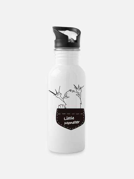 Monster - Water bottle with straw - white