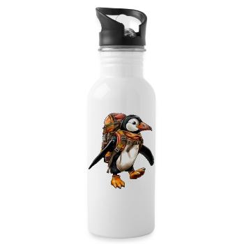 Pinguine Bergsteiger / Wandern Pinguin - Trinkflasche mit integriertem Trinkhalm - Weiß - Rechts