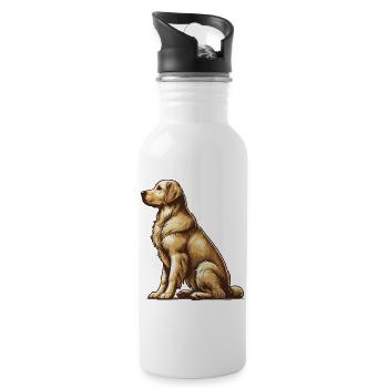 Golden Retriever - Trinkflasche mit integriertem Trinkhalm - Weiß - Rechts