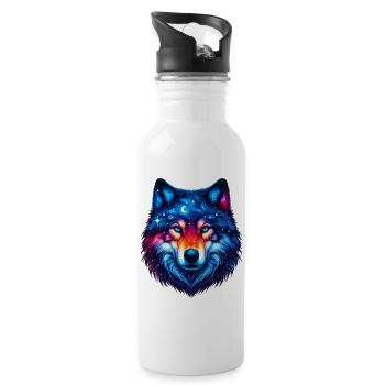 Wolf - Trinkflasche mit integriertem Trinkhalm - Weiß - Rechts