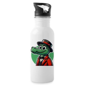 Krokodil Russian auf Russisch Russen Krokodile - Trinkflasche mit integriertem Trinkhalm - Weiß - Rechts