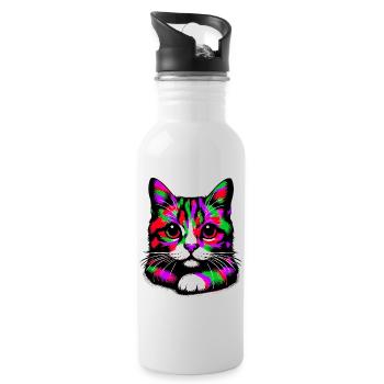 Cat - Water bottle with straw - white - Right