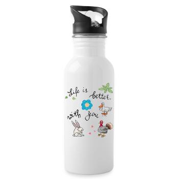 life is better with you - Trinkflasche mit integriertem Trinkhalm - Weiß - Rechts