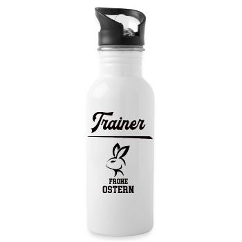 Trainer Ostern Geschenk Fußballtrainer Handball - Trinkflasche mit integriertem Trinkhalm - Weiß - Rechts