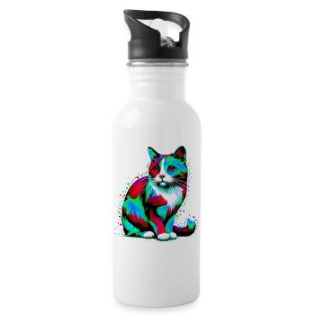 Cat - Water bottle with straw - white - Right
