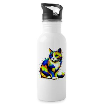 Cat - Water bottle with straw - white - Right