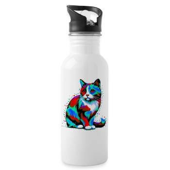Cat - Water bottle with straw - white - Right