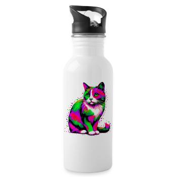 Cat - Water bottle with straw - white - Right
