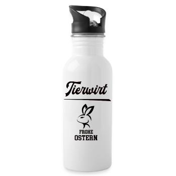 Tierwirt Ostern Geschenk Landwirt Meister Azubi - Trinkflasche mit integriertem Trinkhalm - Weiß - Rechts